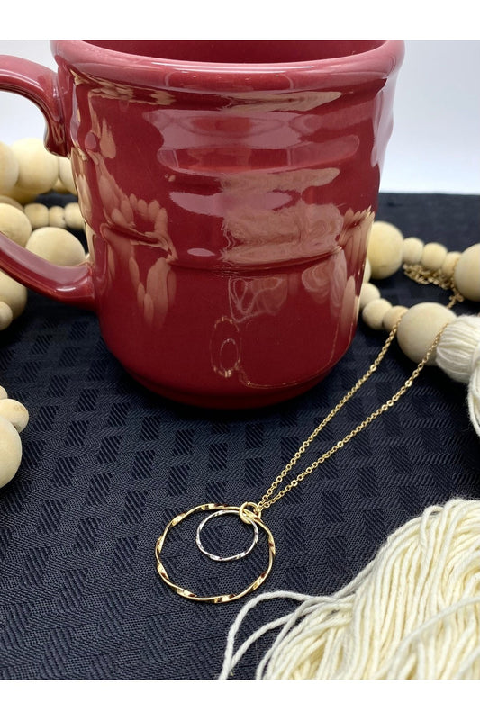 Wavy Double Hoop Necklace - Gold and Silver