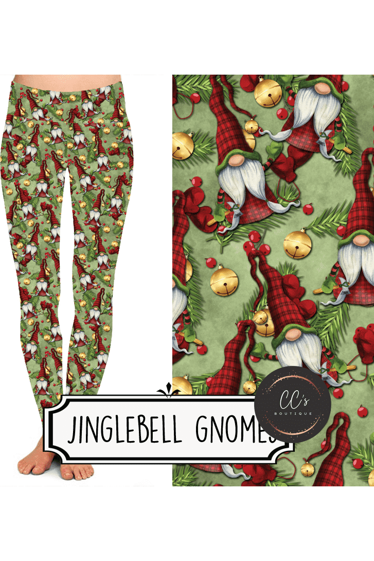 Yoga Style Leggings - Jinglebell Gnomes by Eleven & Co.