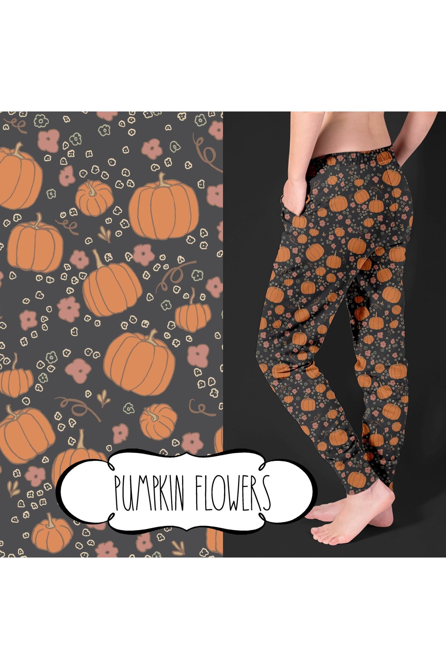 Joggers - Pumpkin Flowers by Eleven & Co.