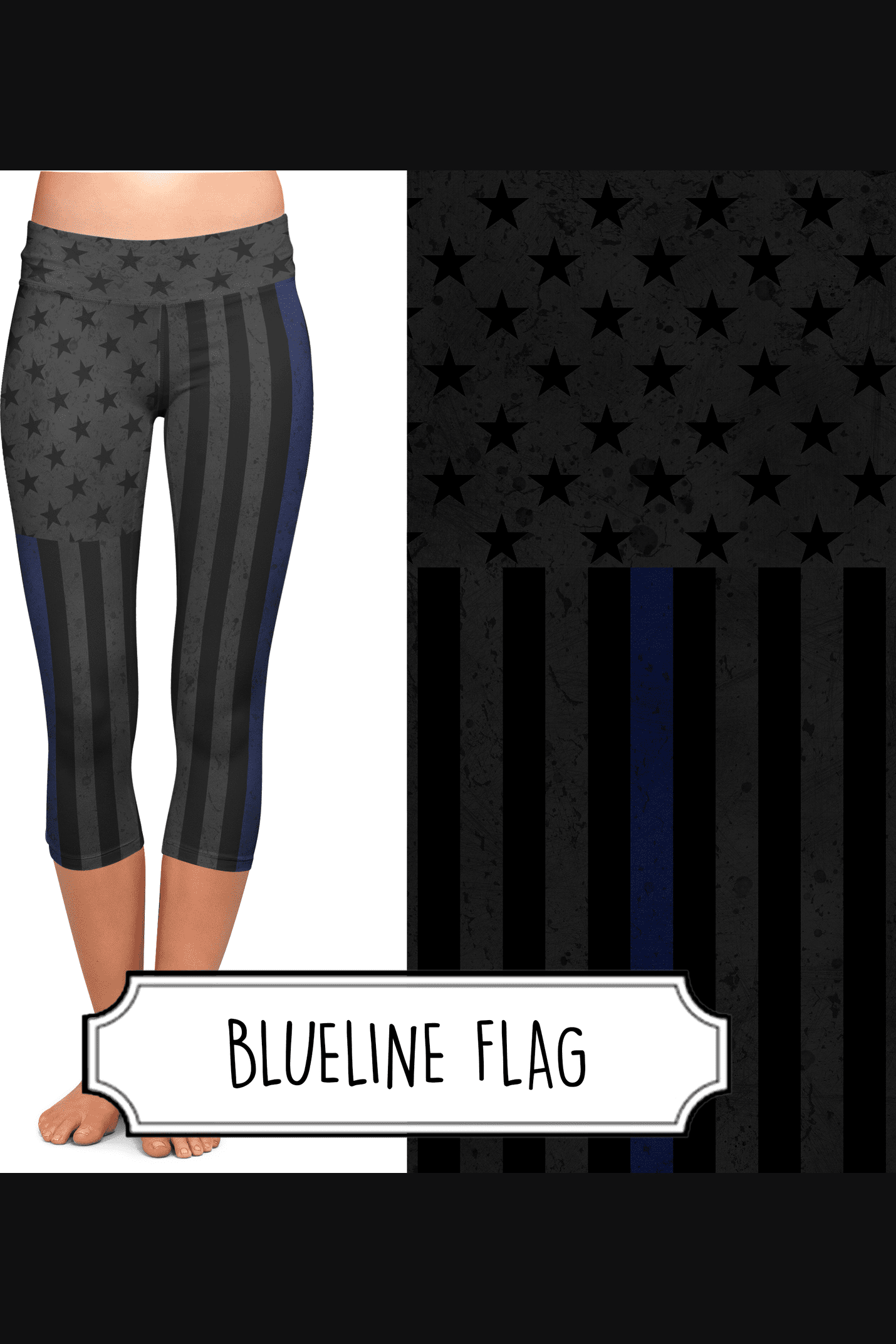 Yoga Style Capri Leggings - BlueLine Flag