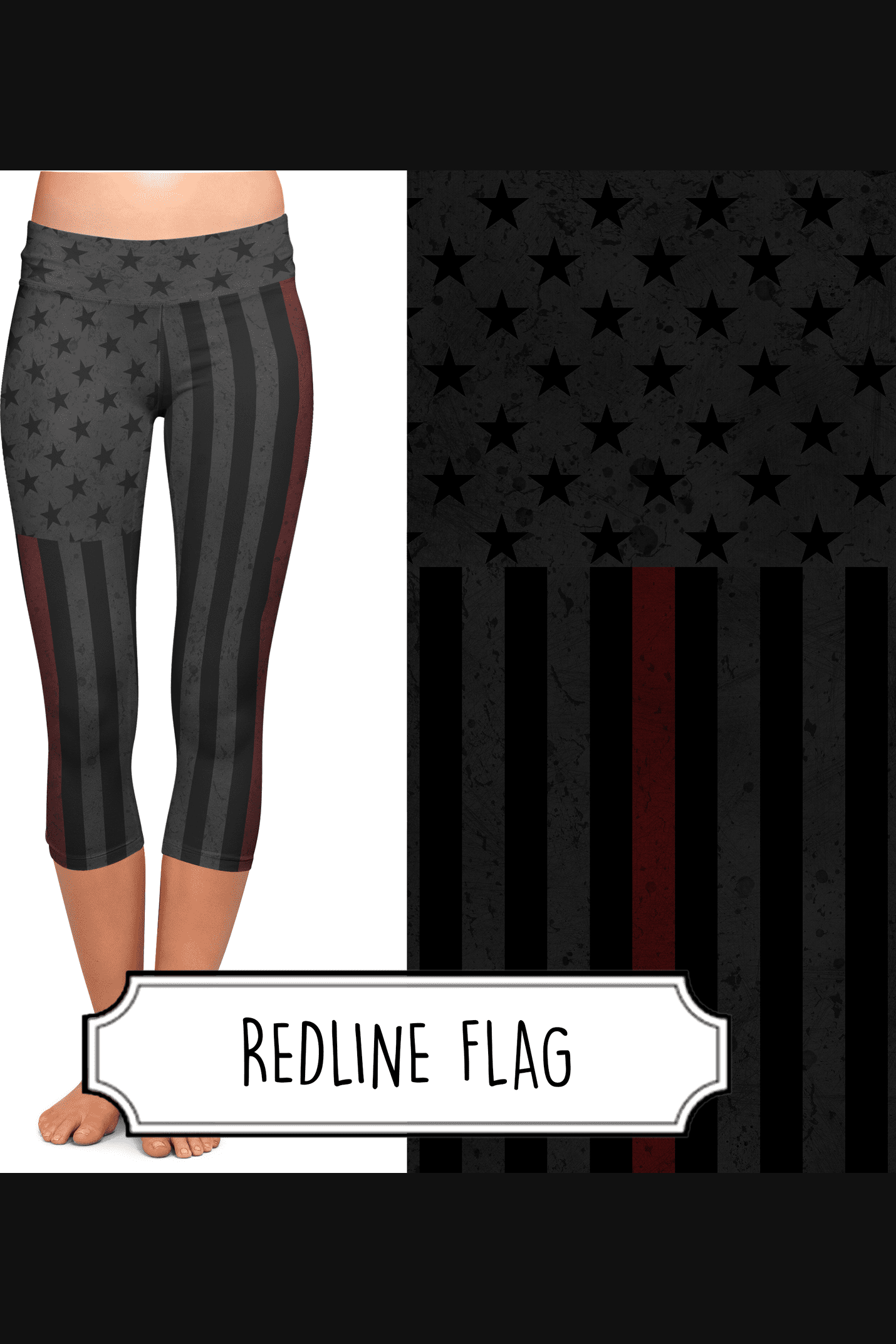Yoga Style Capri Leggings - RedLine Flag