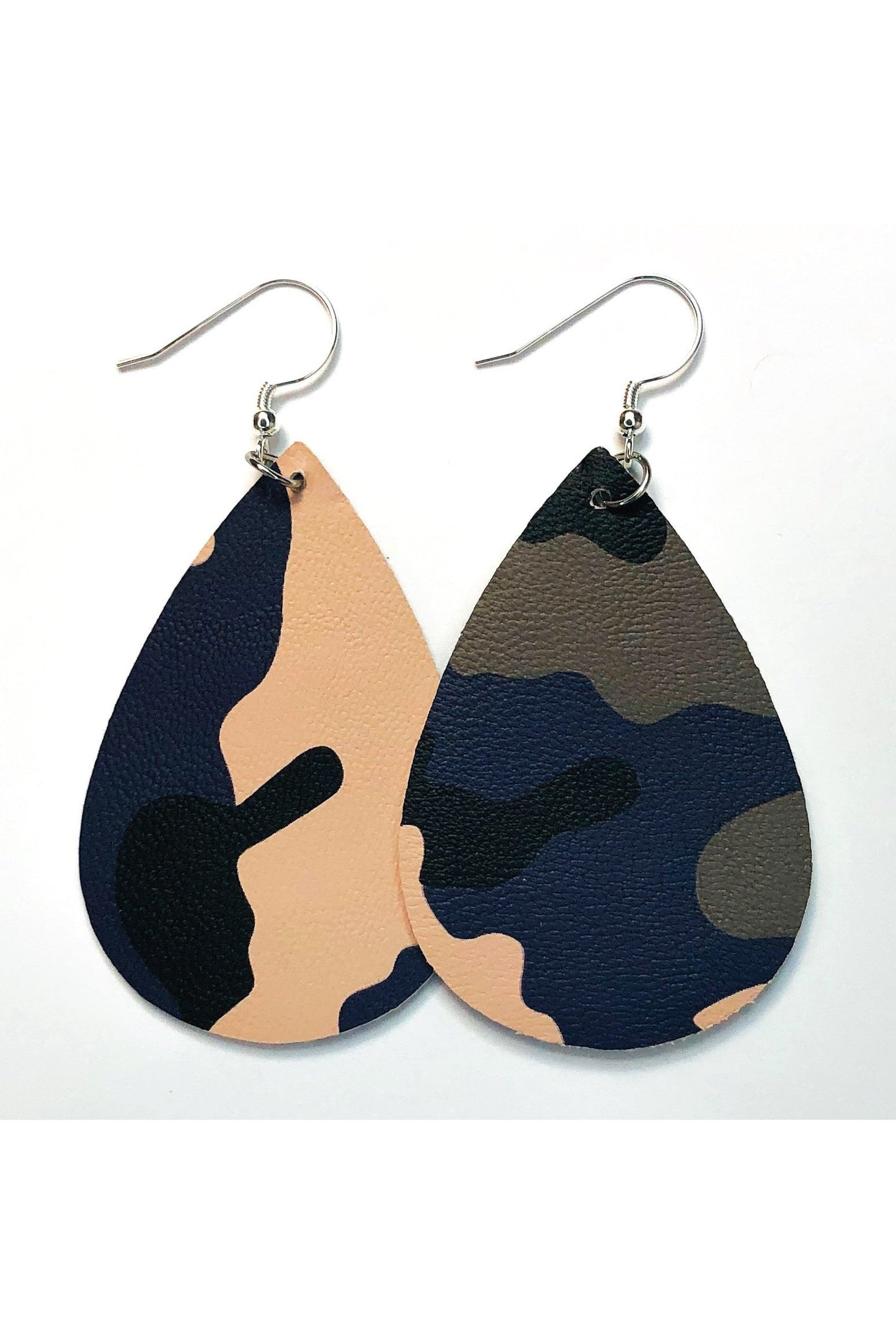 Camouflage Teardrop Leather Earrings