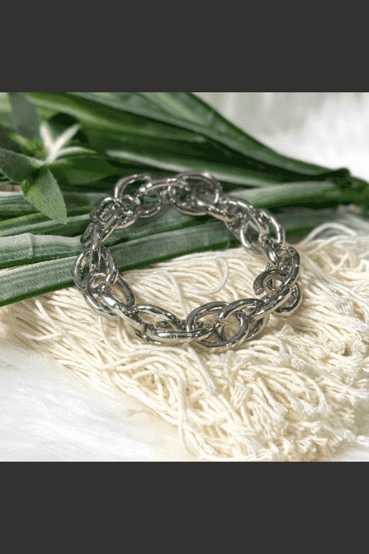 Chain Link Stretch Bracelet in Sliver