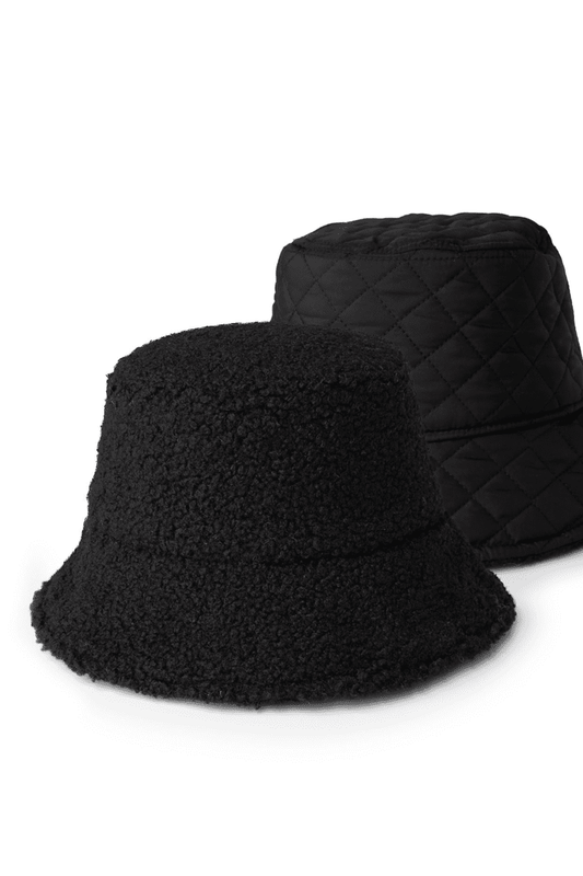 Reversible Sherpa Bucket Hat in Black