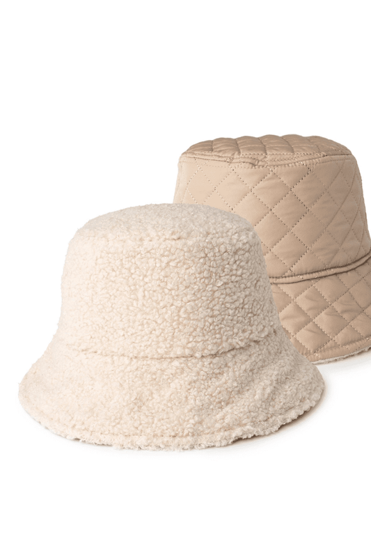 Reversible Sherpa Bucket Hat in Oatmeal