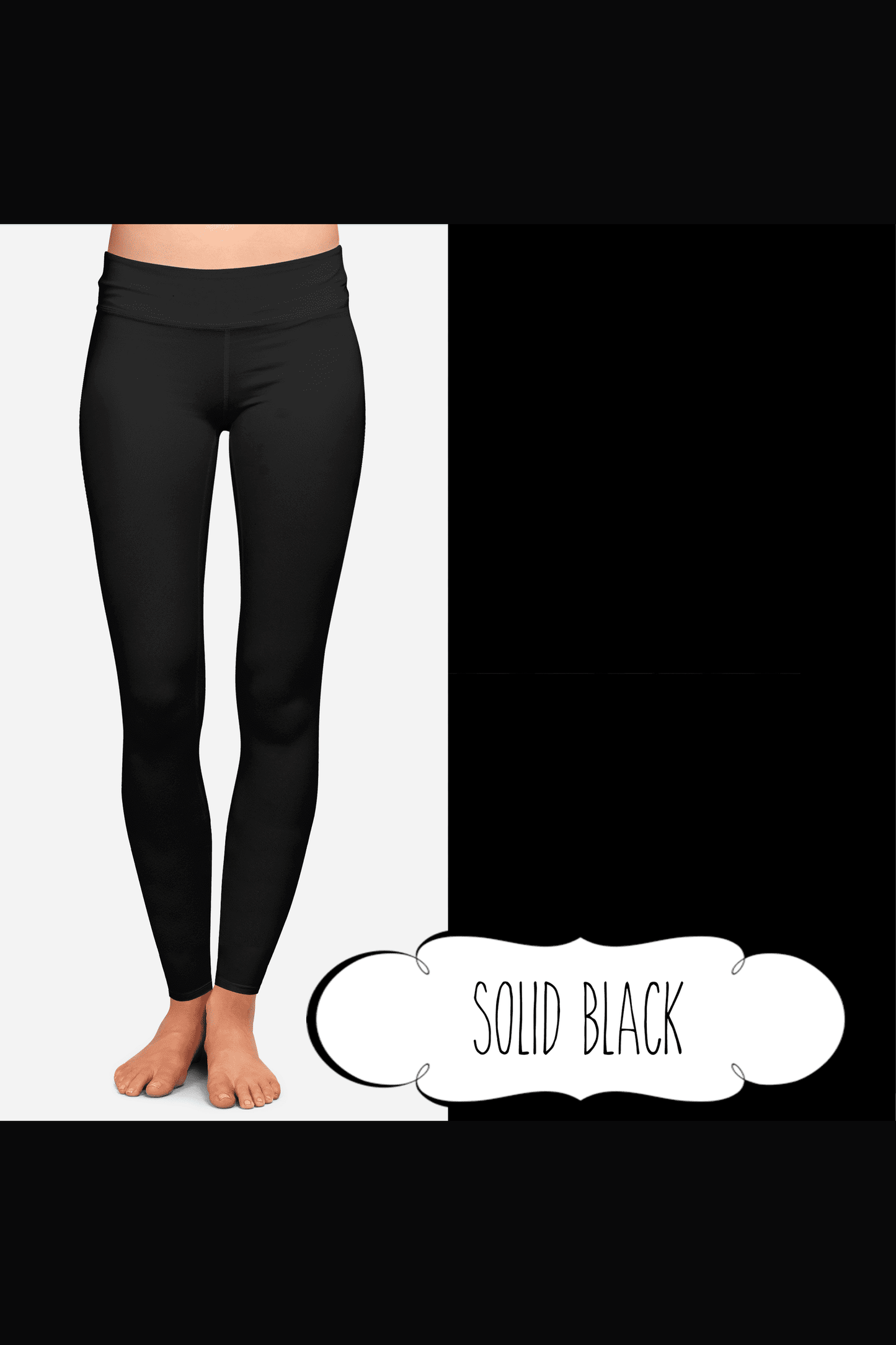 Yoga Style Leggings - Solid Black by Eleven & Co.