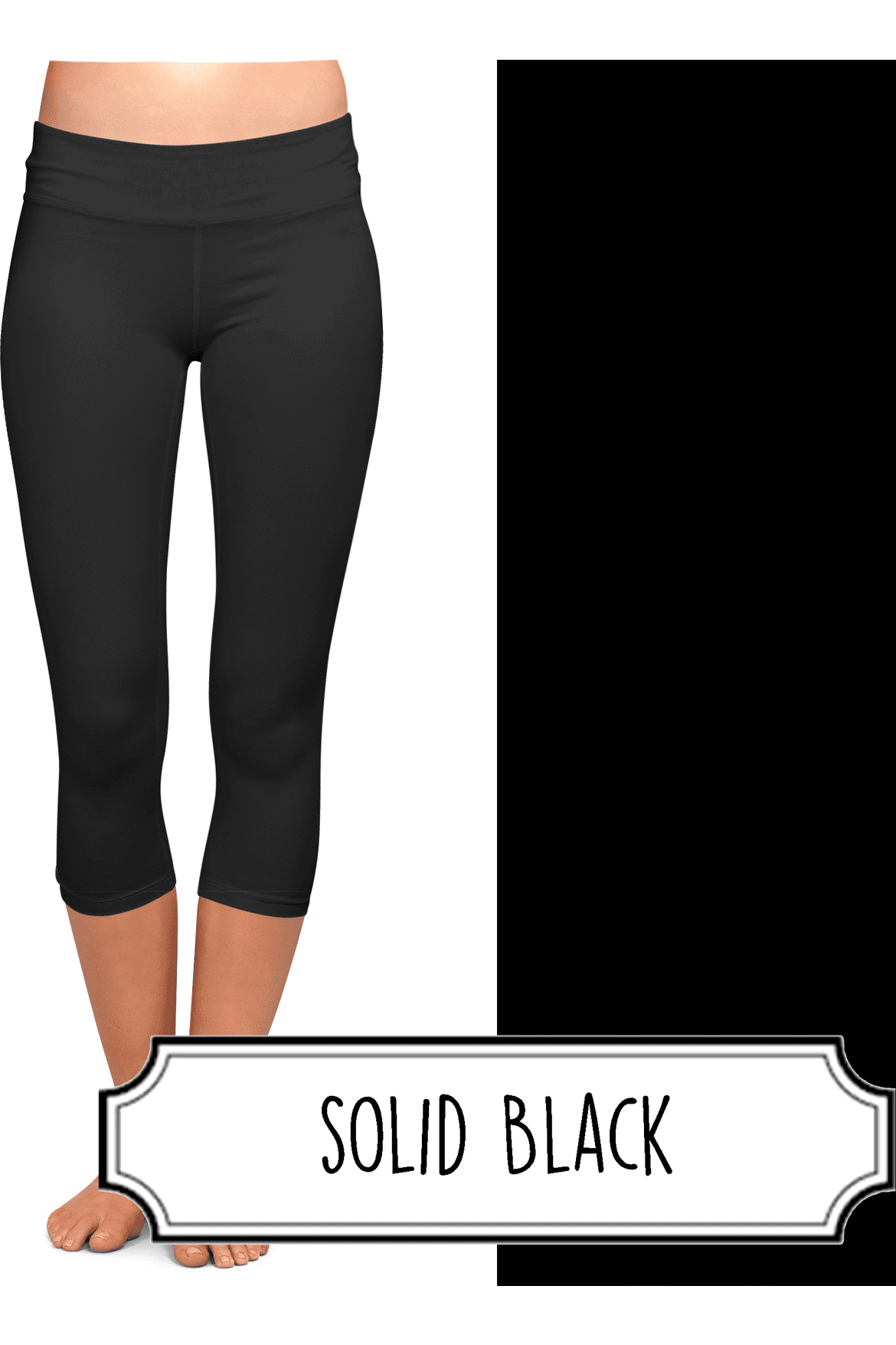 Yoga Style Capri Leggings - Solid Black by Eleven & Co.
