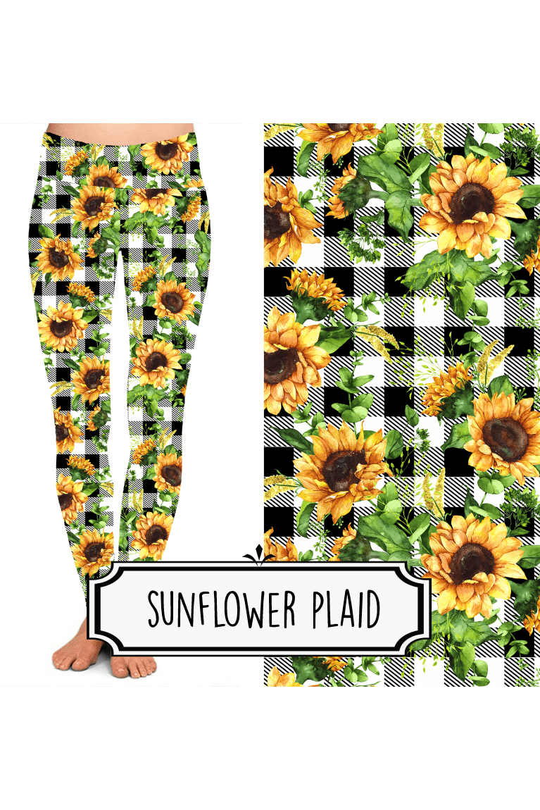 Yoga Style Leggings - Sunflower Plaid by Eleven & Co.