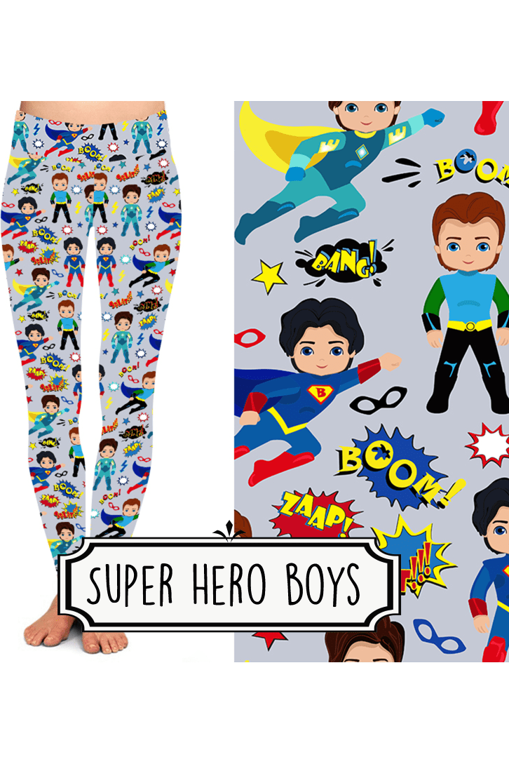 Yoga Style Leggings - Super Hero Boys by Eleven & Co.