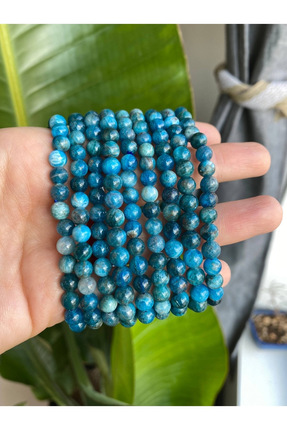 Blue Apatite Crystal Beaded Bracelet