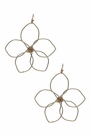 Open Wired Flower Earring - Matte Gold