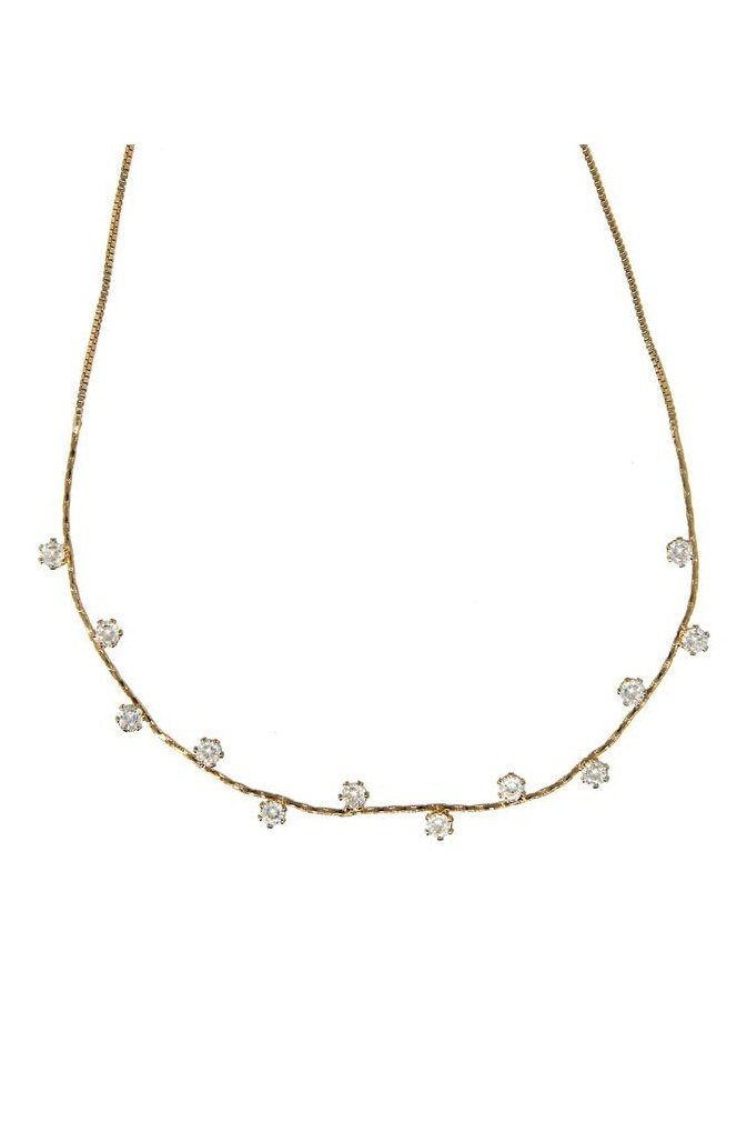 Cubic Zirconia Crystal Necklace in Gold